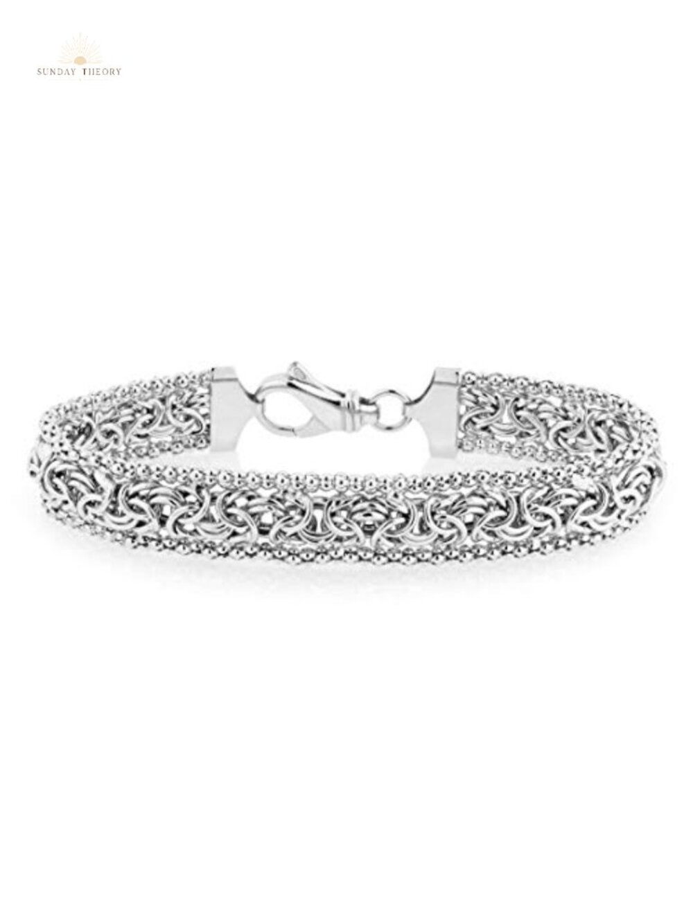 18K Gold Plated Sterling Silver Byzantine Chain Bracelet Women